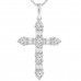2.05 ct t.w. Ladies Round and Baguette Cut Diamond Cross Pendant Necklace